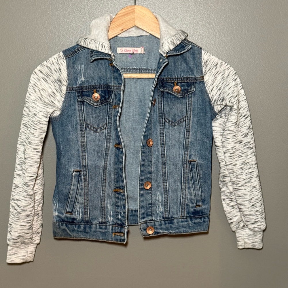 Ci Sono Blue Denim Jacket with Gray Sleeves